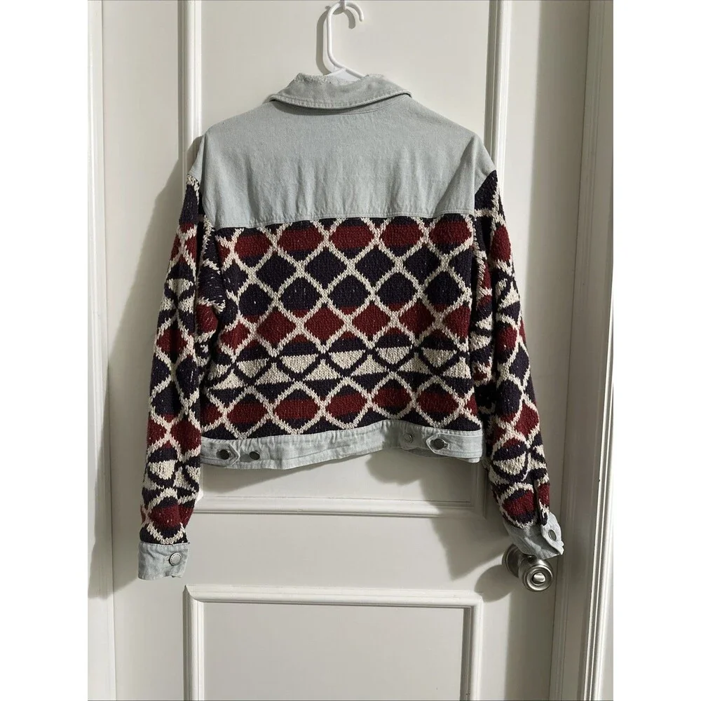 Free People XS/S Lakeside Denim Jacket We The Free Knit - Picture 6 of 15